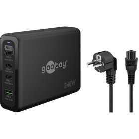 240 W USB-C PD GaN -moniporttipikalaturi, musta