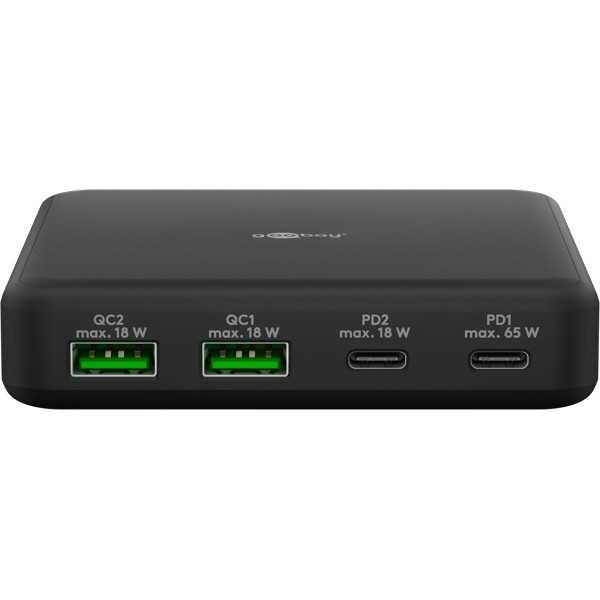 65 W USB-C PD GaN -moniporttipöytälaturi, musta