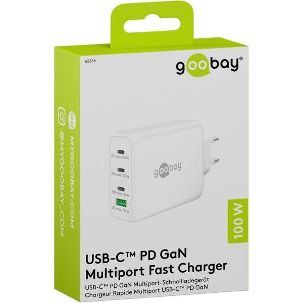 100 W USB-C PD GaN -moniporttipikalaturi, valkoinen