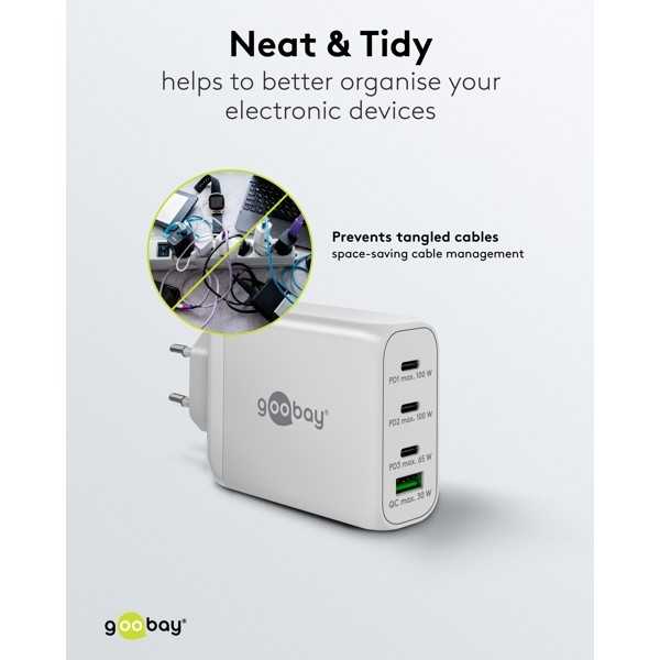 100 W USB-C PD GaN -moniporttipikalaturi, valkoinen