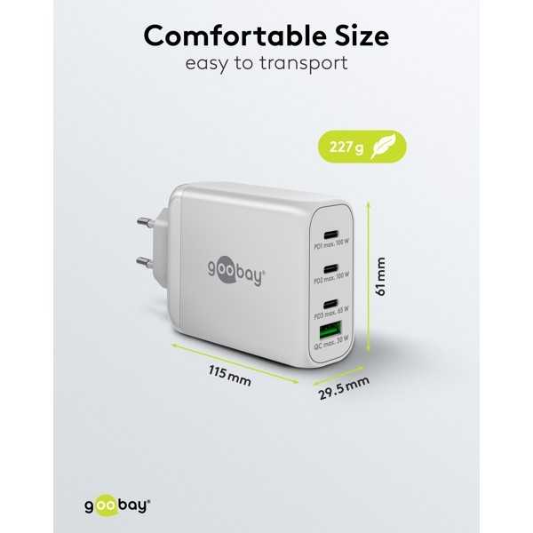 100 W USB-C PD GaN -moniporttipikalaturi, valkoinen