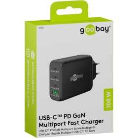 100 W USB-C PD GaN -moniporttipikalaturi, musta