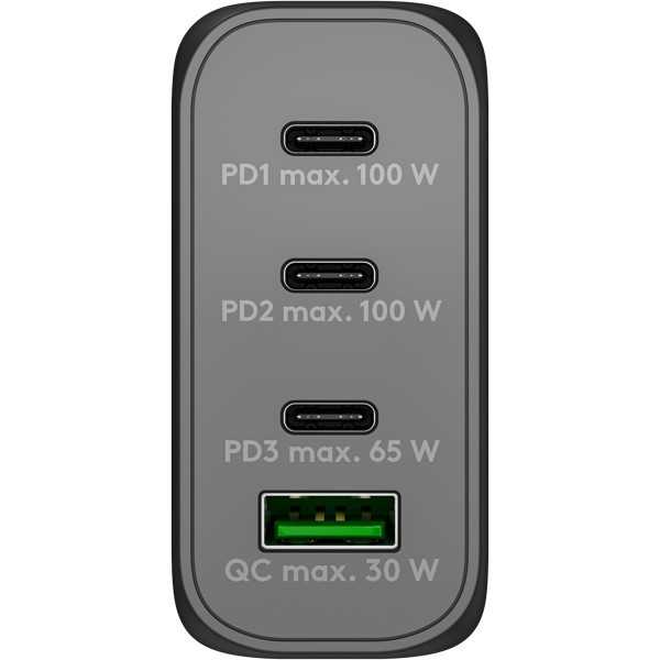 100 W USB-C PD GaN -moniporttipikalaturi, musta
