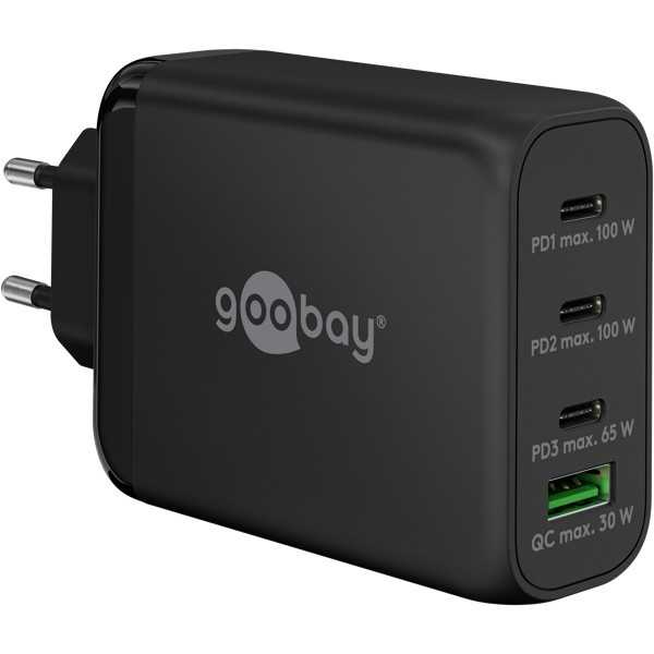 100 W USB-C PD GaN -moniporttipikalaturi, musta