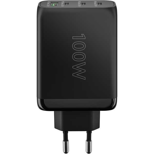 100 W USB-C PD GaN -moniporttipikalaturi, musta