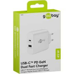 45 W USB-C PD GaN -kaksoispikalaturi, valkoinen
