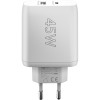 45 W USB-C PD GaN -kaksoispikalaturi, valkoinen