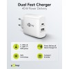 45 W USB-C PD GaN -kaksoispikalaturi, valkoinen