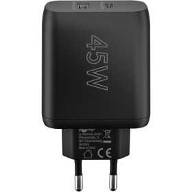 45 W USB-C PD GaN -kaksoispikalaturi, musta
