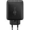 45 W USB-C PD GaN -kaksoispikalaturi, musta