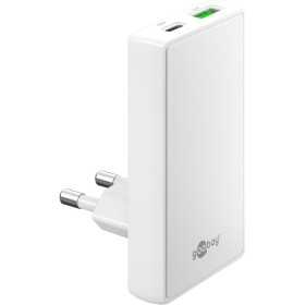 65 W USB-C PD GaN -kaksoispikalaturi 90° litteä valkoinen