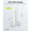 65 W USB-C PD GaN -kaksoispikalaturi 90° litteä valkoinen