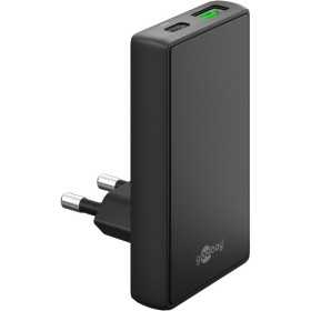 65 W USB-C PD GaN -kaksoispikalaturi 90° litteä musta