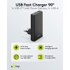 65 W USB-C PD GaN -kaksoispikalaturi 90° litteä musta