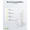 45 W USB-C PD GaN -kaksoispikalaturi 90° litteä valkoinen
