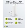 45 W USB-C PD GaN -kaksoispikalaturi 90° litteä valkoinen