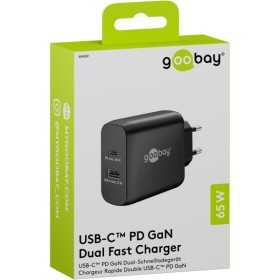 65 W USB-C PD GaN -kaksoispikalaturi, musta
