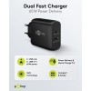 65 W USB-C PD GaN -kaksoispikalaturi, musta