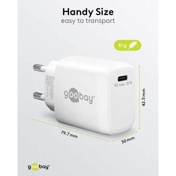 25 W USB-C PD GaN -pikalaturi, valkoinen