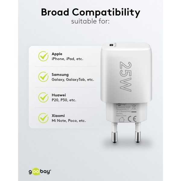 25 W USB-C PD GaN -pikalaturi, valkoinen