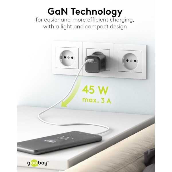 45 W USB-C PD GaN -pikalaturi Nano, valkoinen