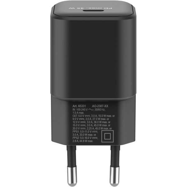 45 W USB-C PD GaN -pikalaturi Nano, musta