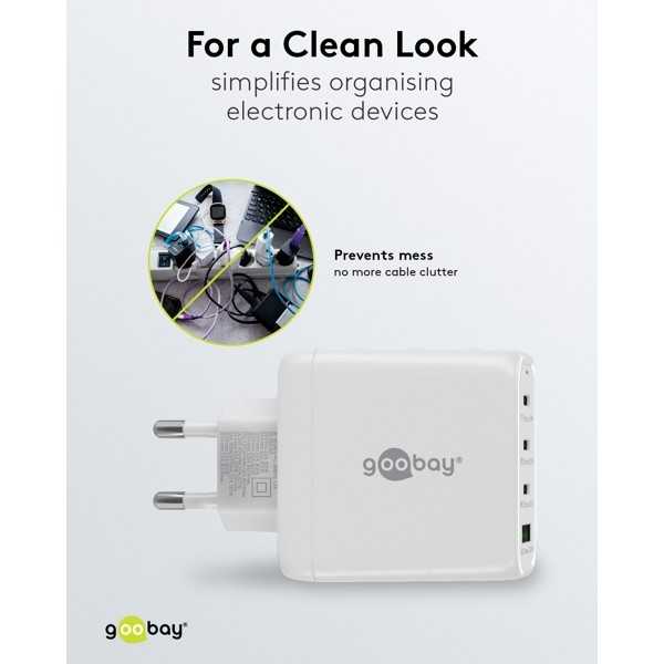 68 W USB-C PD GaN -moniporttipikalaturi, valkoinen