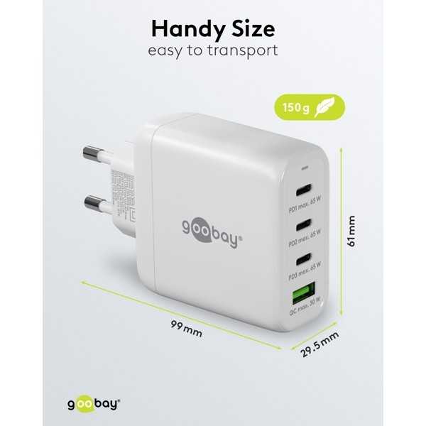 68 W USB-C PD GaN -moniporttipikalaturi, valkoinen