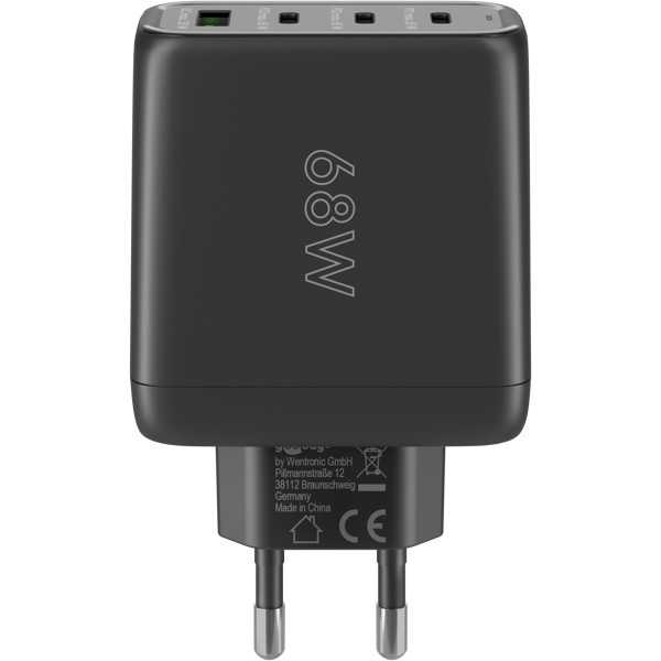 68 W USB-C PD GaN -moniporttipikalaturi, musta