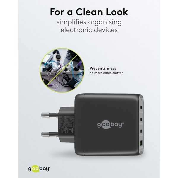 68 W USB-C PD GaN -moniporttipikalaturi, musta
