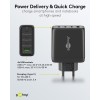 68 W USB-C PD GaN -moniporttipikalaturi, musta