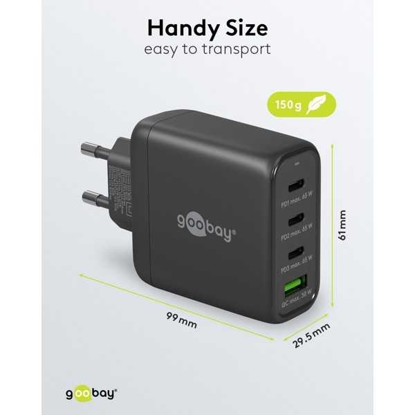 68 W USB-C PD GaN -moniporttipikalaturi, musta