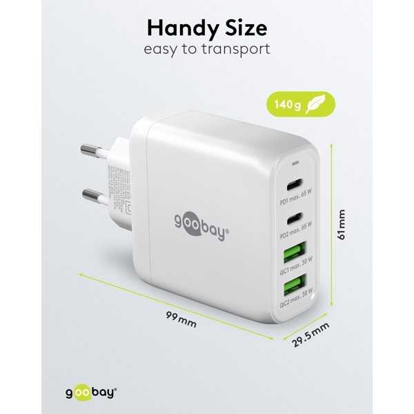 68 W USB-C PD GaN -moniporttipikalaturi, valkoinen