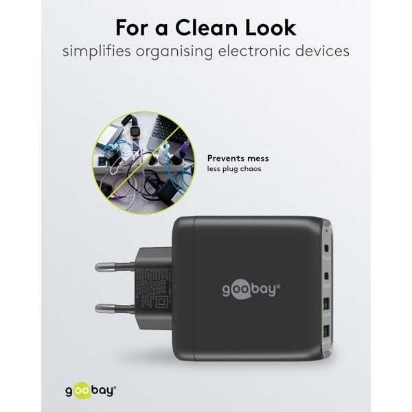 68 W USB-C PD GaN -moniporttipikalaturi, musta