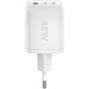 65 W USB-C PD GaN -moniporttipikalaturi Nano, valkoinen