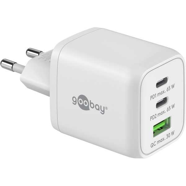 65 W USB-C PD GaN -moniporttipikalaturi Nano, valkoinen