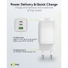 65 W USB-C PD GaN -moniporttipikalaturi Nano, valkoinen