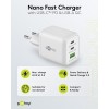 65 W USB-C PD GaN -moniporttipikalaturi Nano, valkoinen