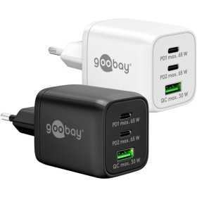 65 W USB-C PD GaN -moniporttipikalaturi Nano, musta