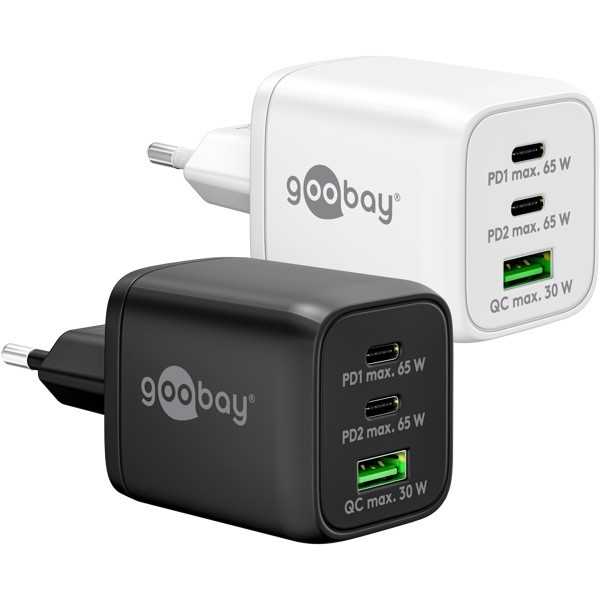65 W USB-C PD GaN -moniporttipikalaturi Nano, musta