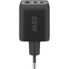 65 W USB-C PD GaN -moniporttipikalaturi Nano, musta