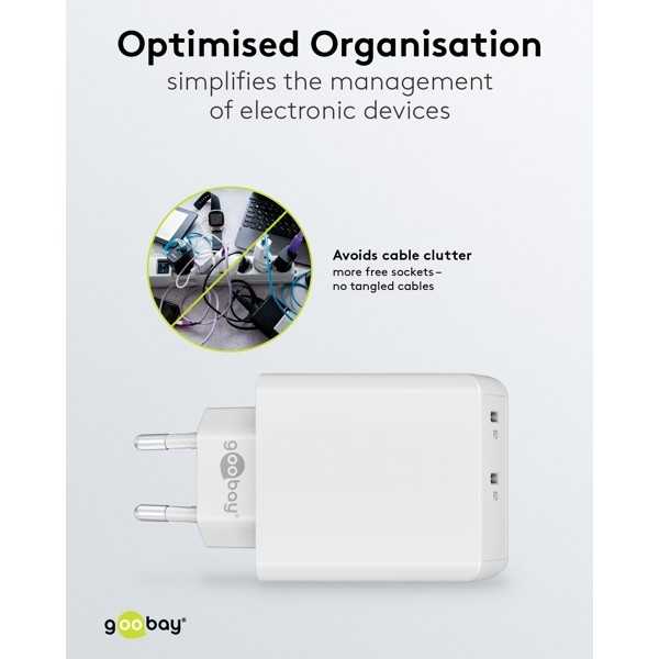 36 W USB-C PD -kaksoispikalaturi, valkoinen