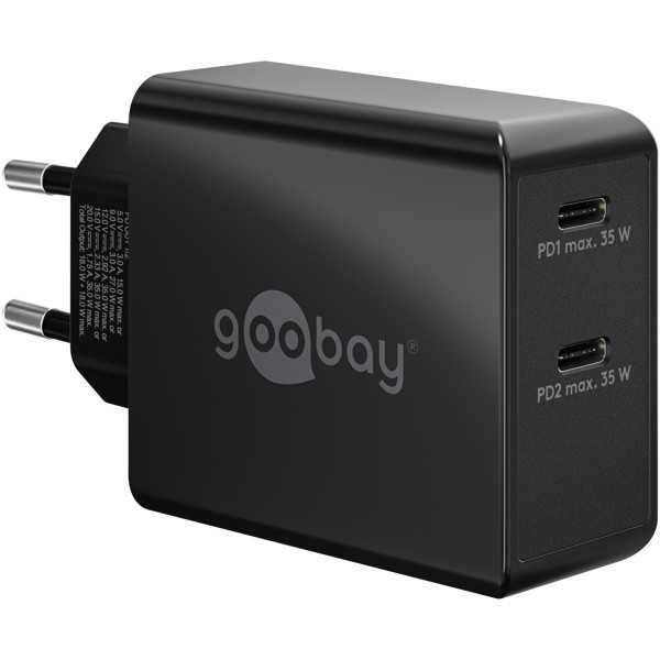 36 W USB-C PD -kaksoispikalaturi, musta
