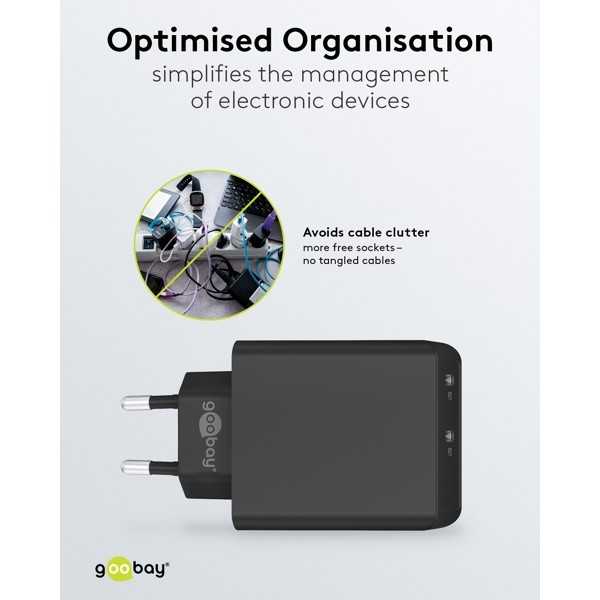 36 W USB-C PD -kaksoispikalaturi, musta