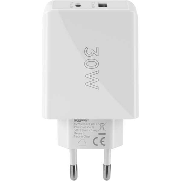 30 W USB-C PD -kaksoispikalaturi, valkoinen