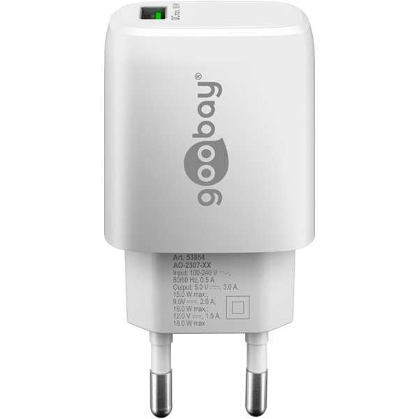18 W USB-A QC -pikalaturi, valkoinen
