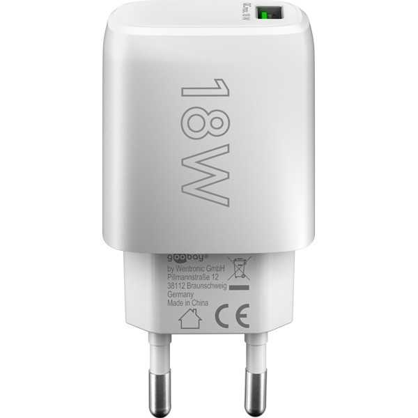 18 W USB-A QC -pikalaturi, valkoinen