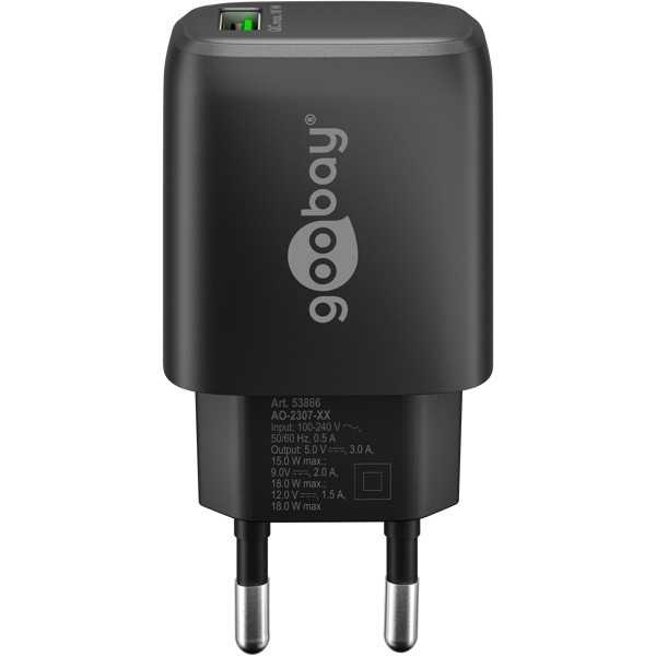 18 W USB-A QC -pikalaturi, musta