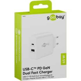 65 W USB-C PD GaN -kaksoispikalaturi, valkoinen