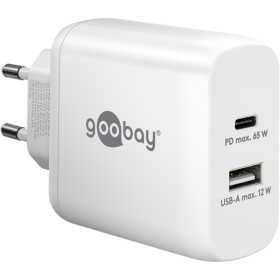 65 W USB-C PD GaN -kaksoispikalaturi, valkoinen